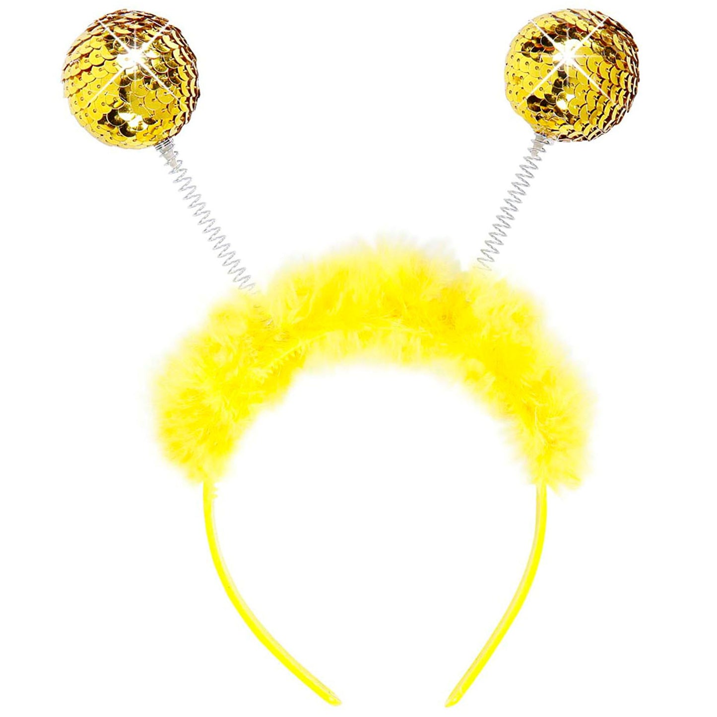 "HAARREIF MIT GOLDENEN PAILLETTEN UND GELBEM MARABOU" – Vorderansicht