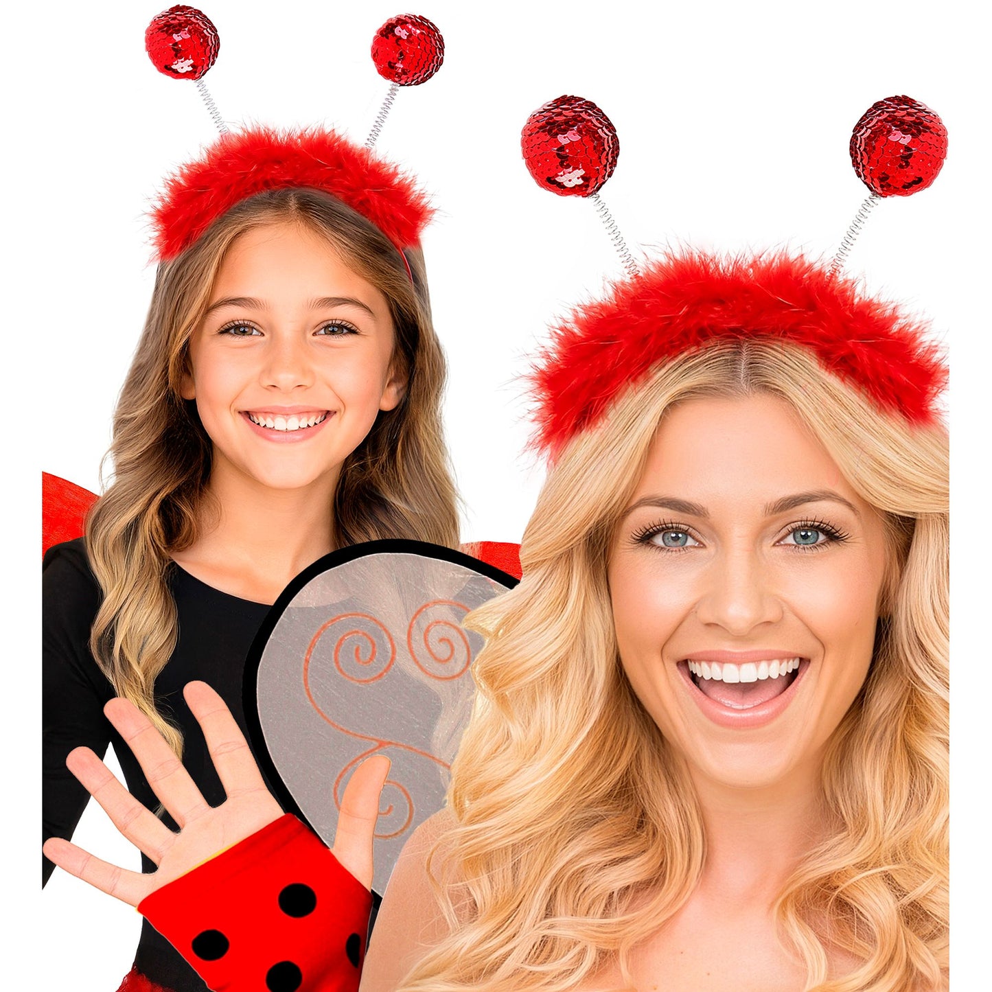 "HAARREIF MIT ROTEN PAILLETTEN UND ROTEM MARABOU" – Ansicht 3