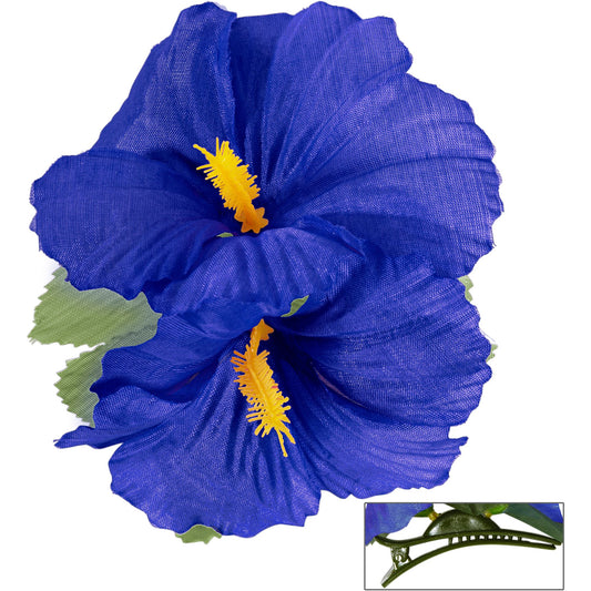 "HAARSPANGE MIT 2 BLAUEN HIBISKUSBLUMEN" – Vorderansicht