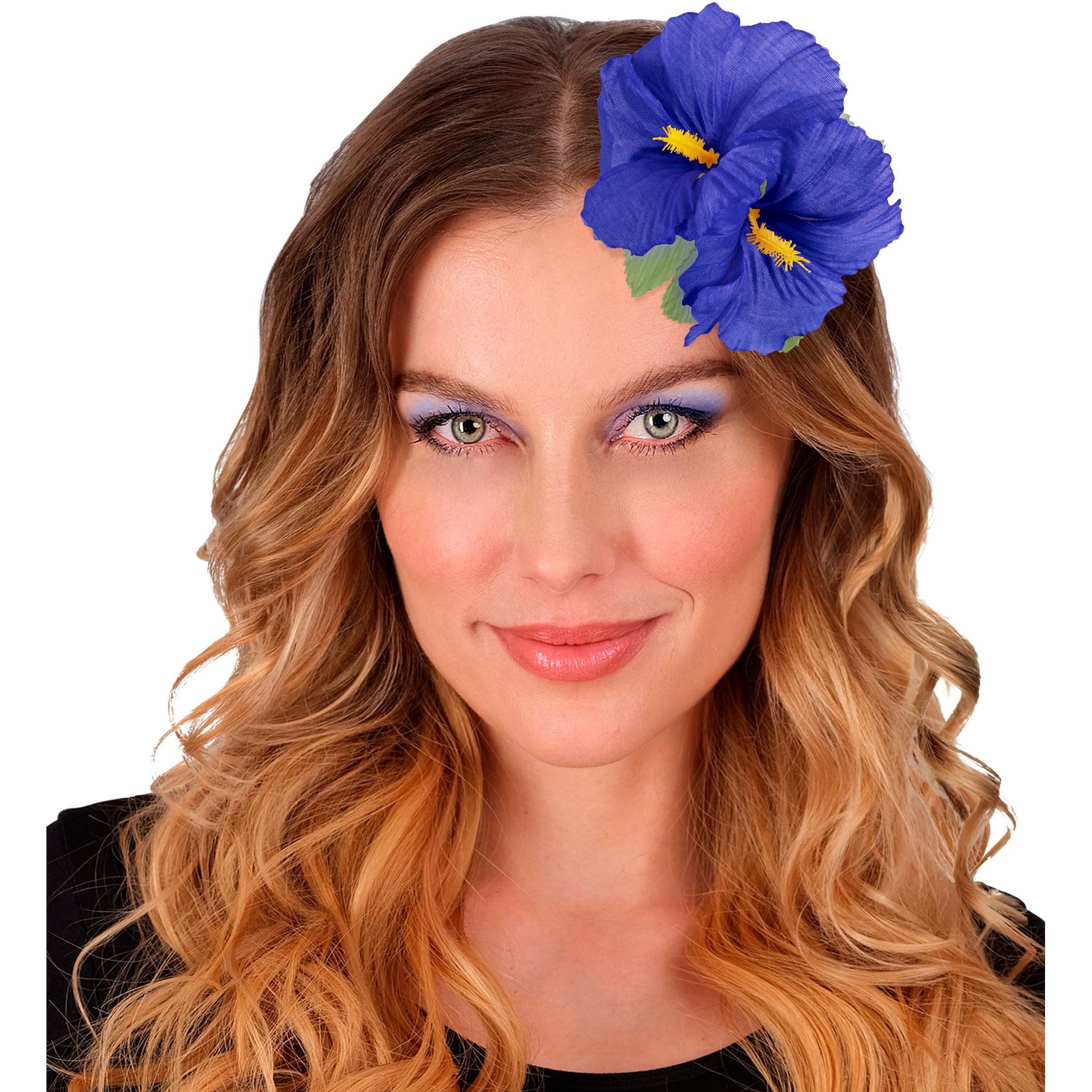 "HAARSPANGE MIT 2 BLAUEN HIBISKUSBLUMEN" – Ansicht 4