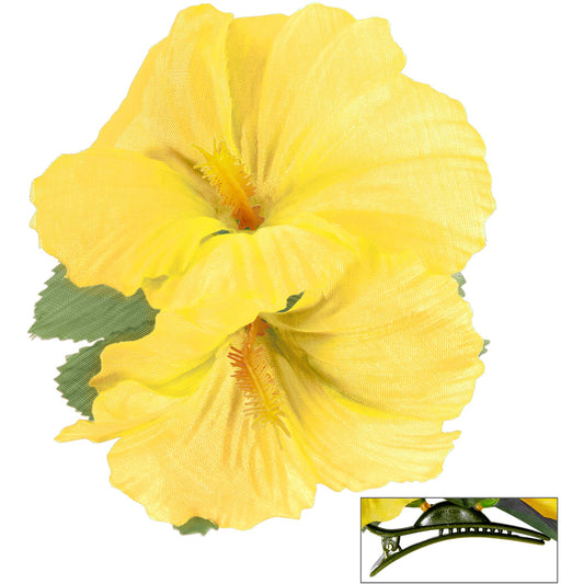 "HAARSPANGE MIT 2 GELBEN HIBISKUSBLUMEN" – Vorderansicht