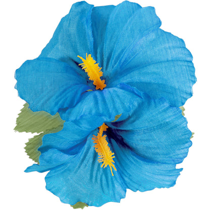 "HAARSPANGE MIT 2 HELLBLAUEN HIBISKUSBLUMEN" – Detailansicht
