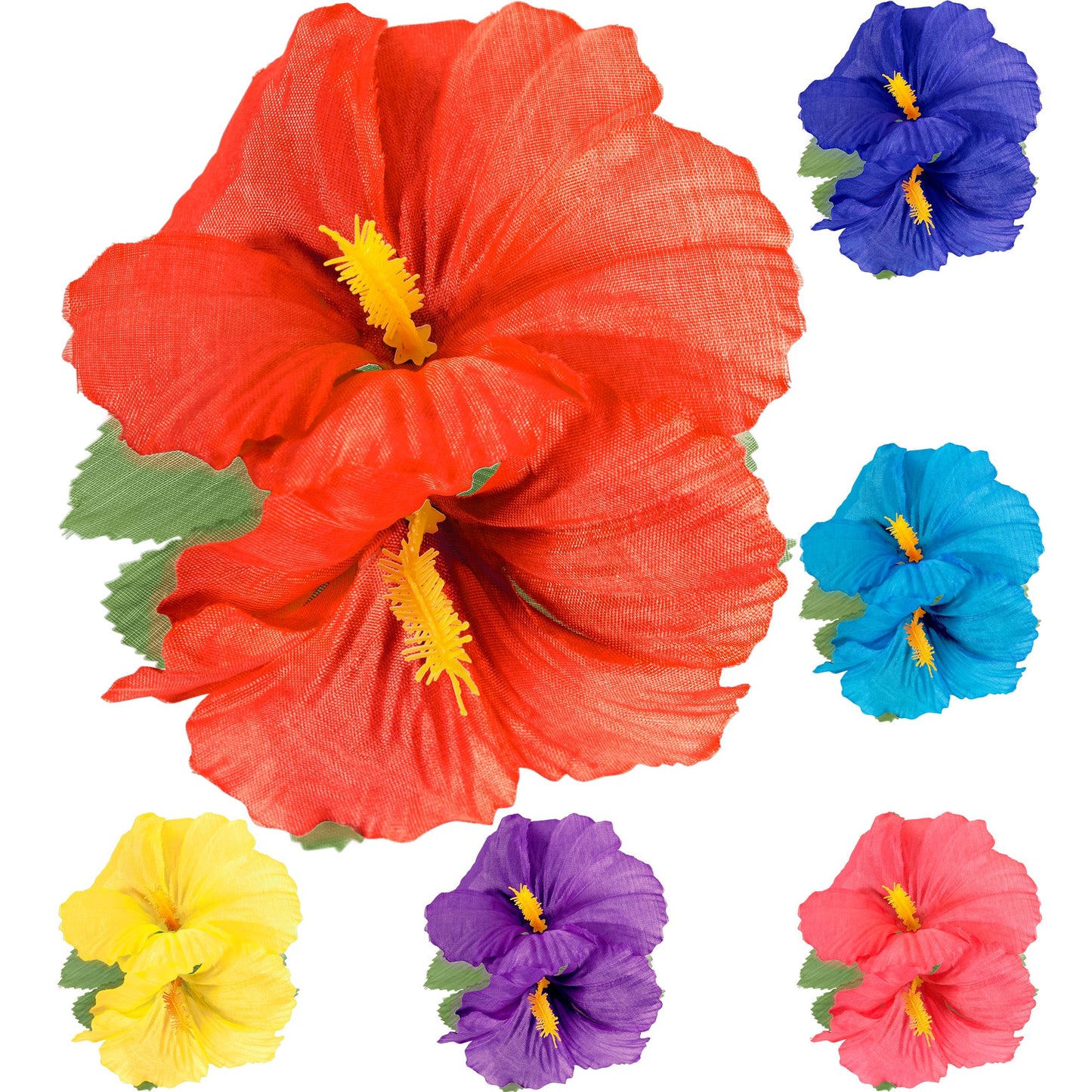 "HAARSPANGE MIT 2 HIBISKUSBLUMEN" sort. in 6 Farben – Vorderansicht