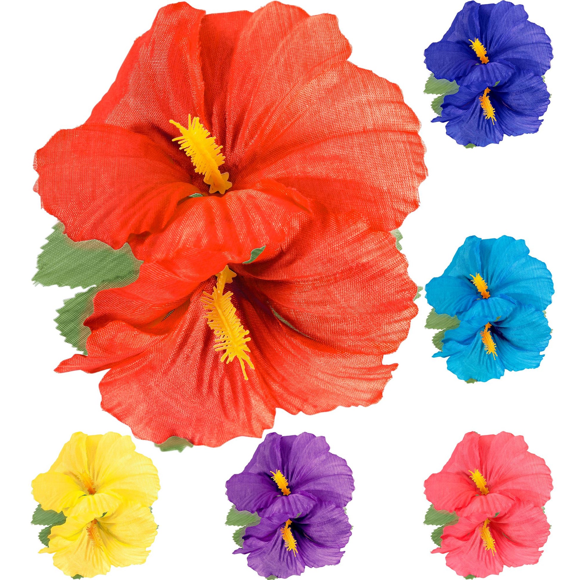 "HAARSPANGE MIT 2 HIBISKUSBLUMEN" sort. in 6 Farben – Vorderansicht