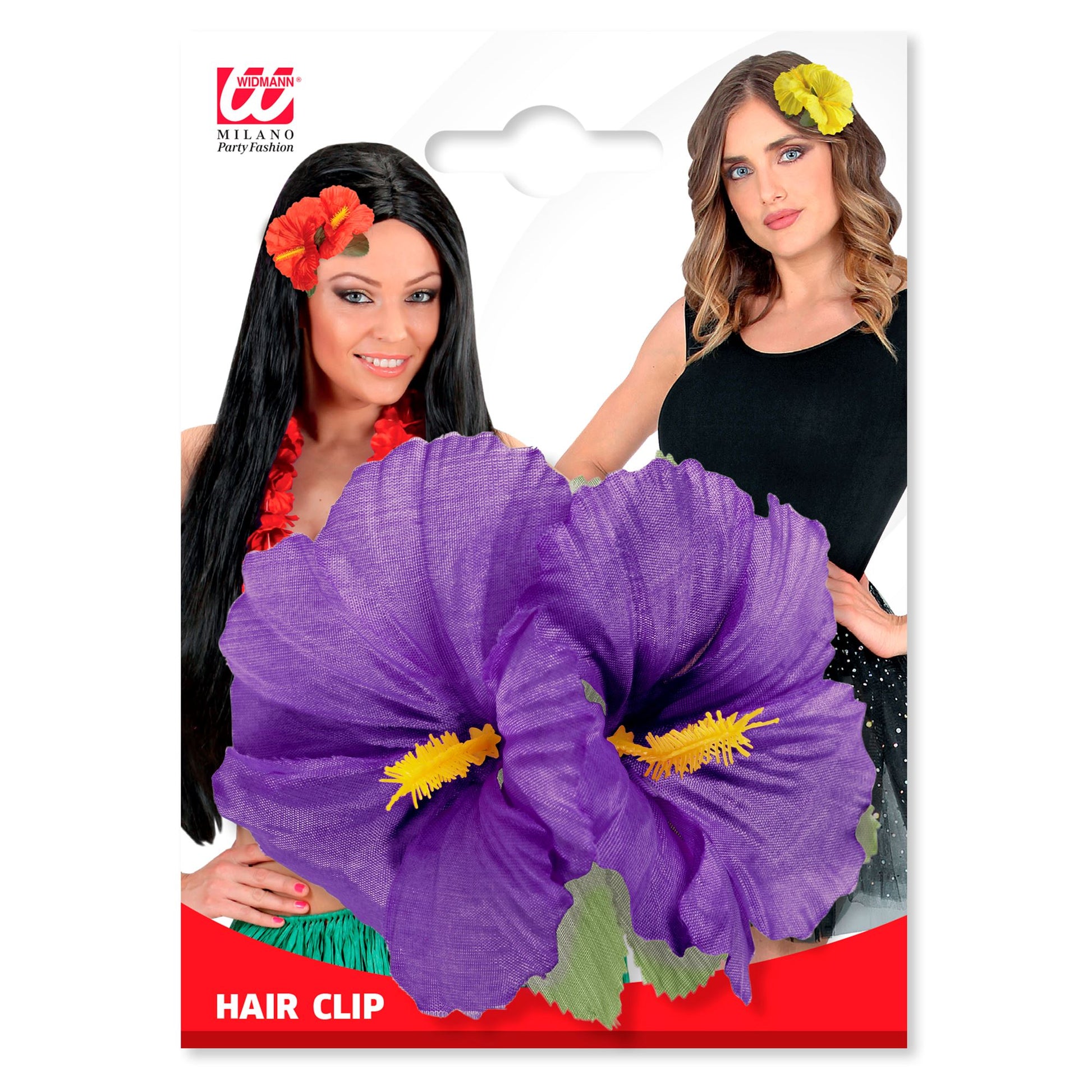 "HAARSPANGE MIT 2 HIBISKUSBLUMEN" sort. in 6 Farben – Detailansicht