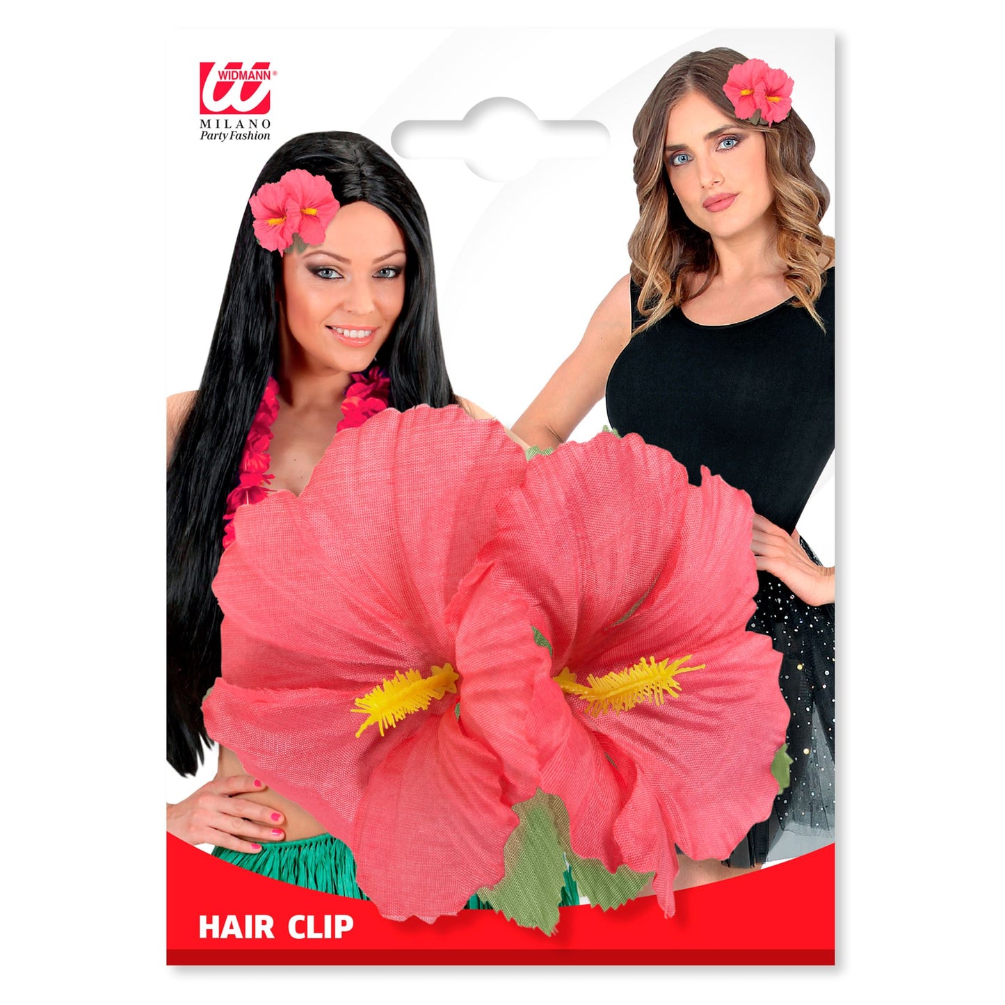 "HAARSPANGE MIT 2 ROSA HIBISKUSBLUMEN" – Ansicht 3