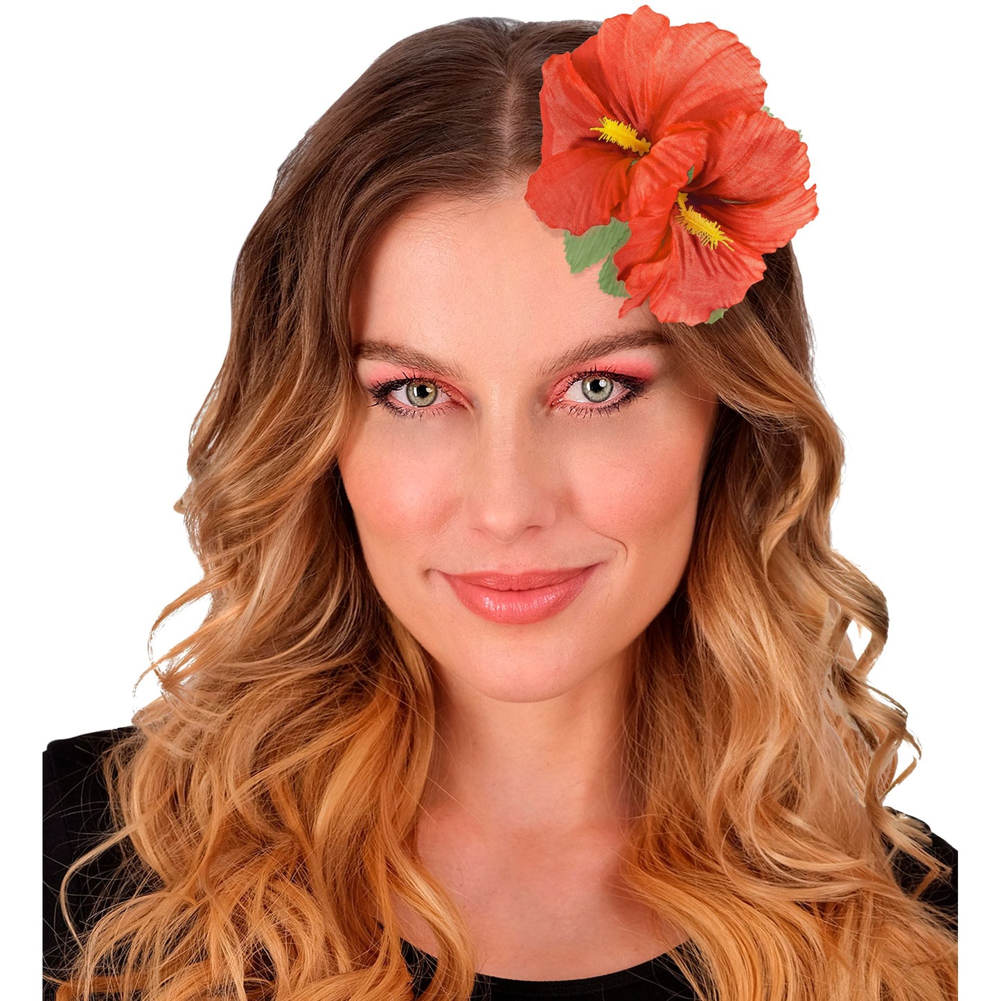 "HAARSPANGE MIT 2 ROTEN HIBISKUSBLUMEN" – Ansicht 3