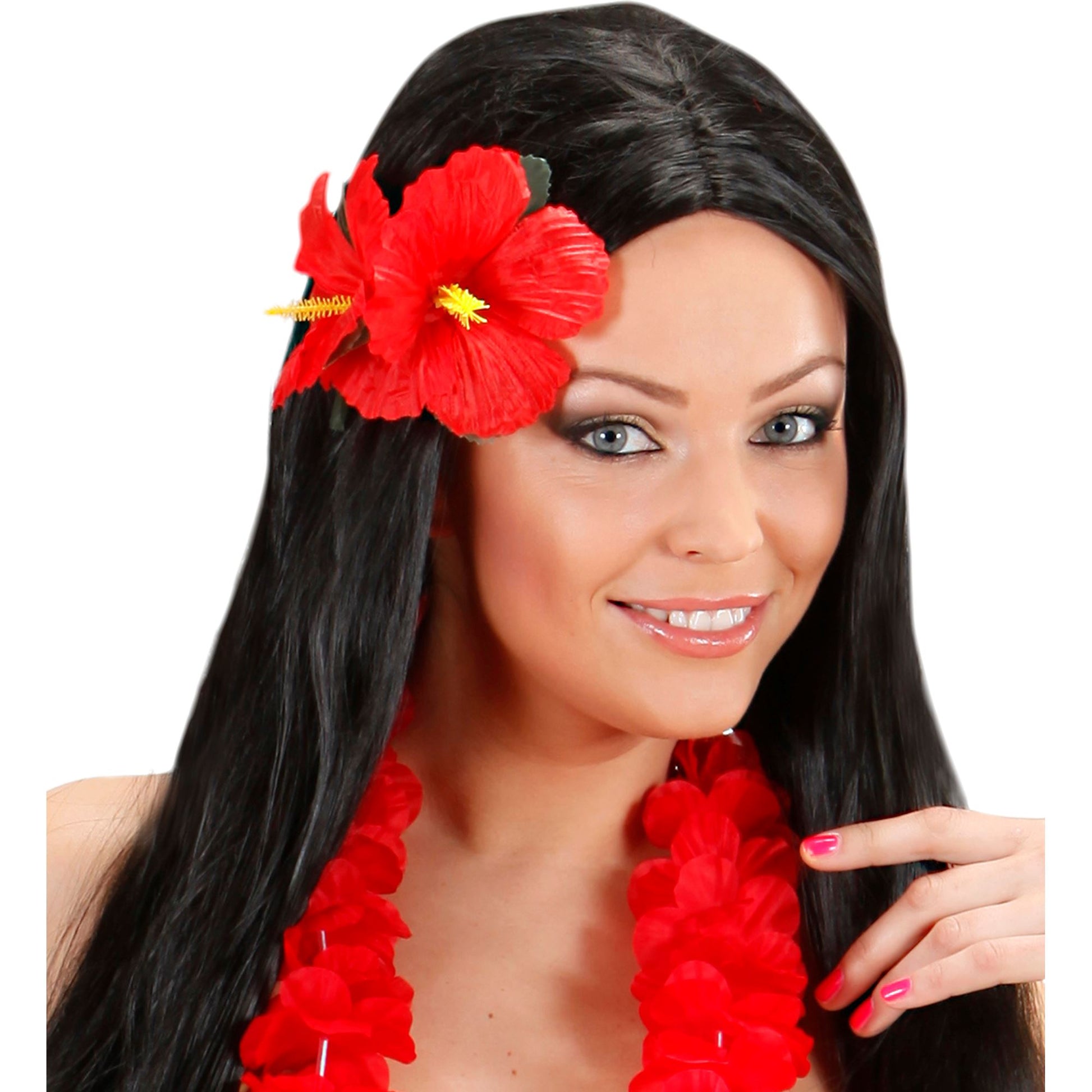 "HAARSPANGE MIT 2 ROTEN HIBISKUSBLUMEN" – Ansicht 4