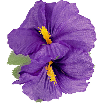 "HAARSPANGE MIT 2 VIOLETTEN HIBISKUSBLUMEN" – Detailansicht