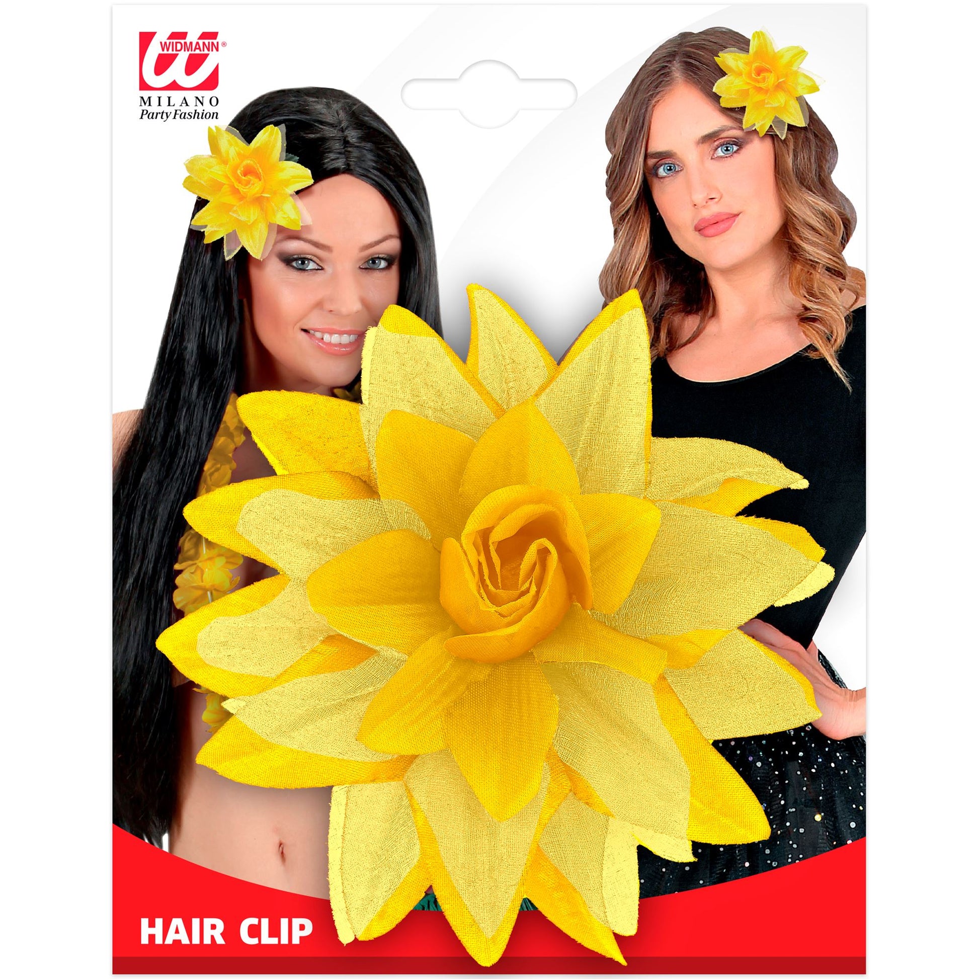 "HAARSPANGE MIT GELBER BLUME UND " – Detailansicht