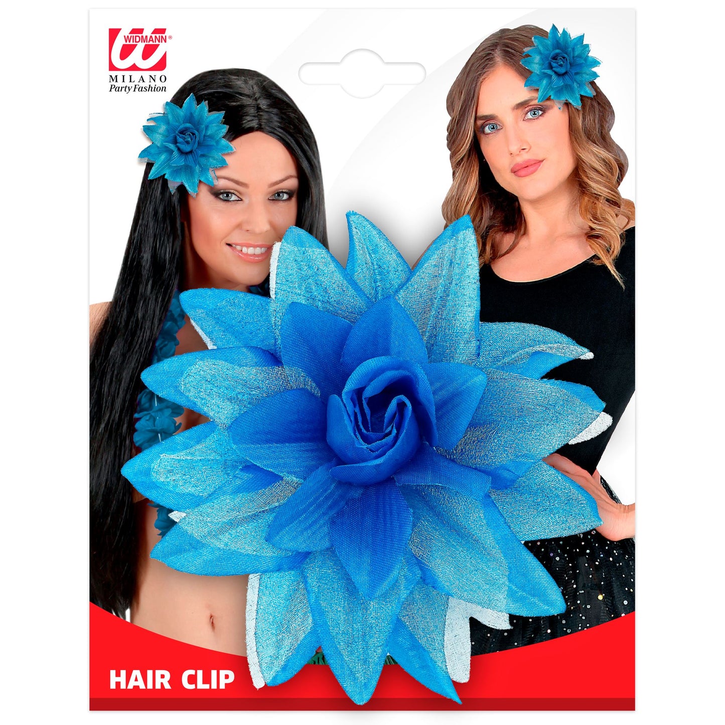 "HAARSPANGE MIT HELLBLAUER BLUME UND " – Detailansicht