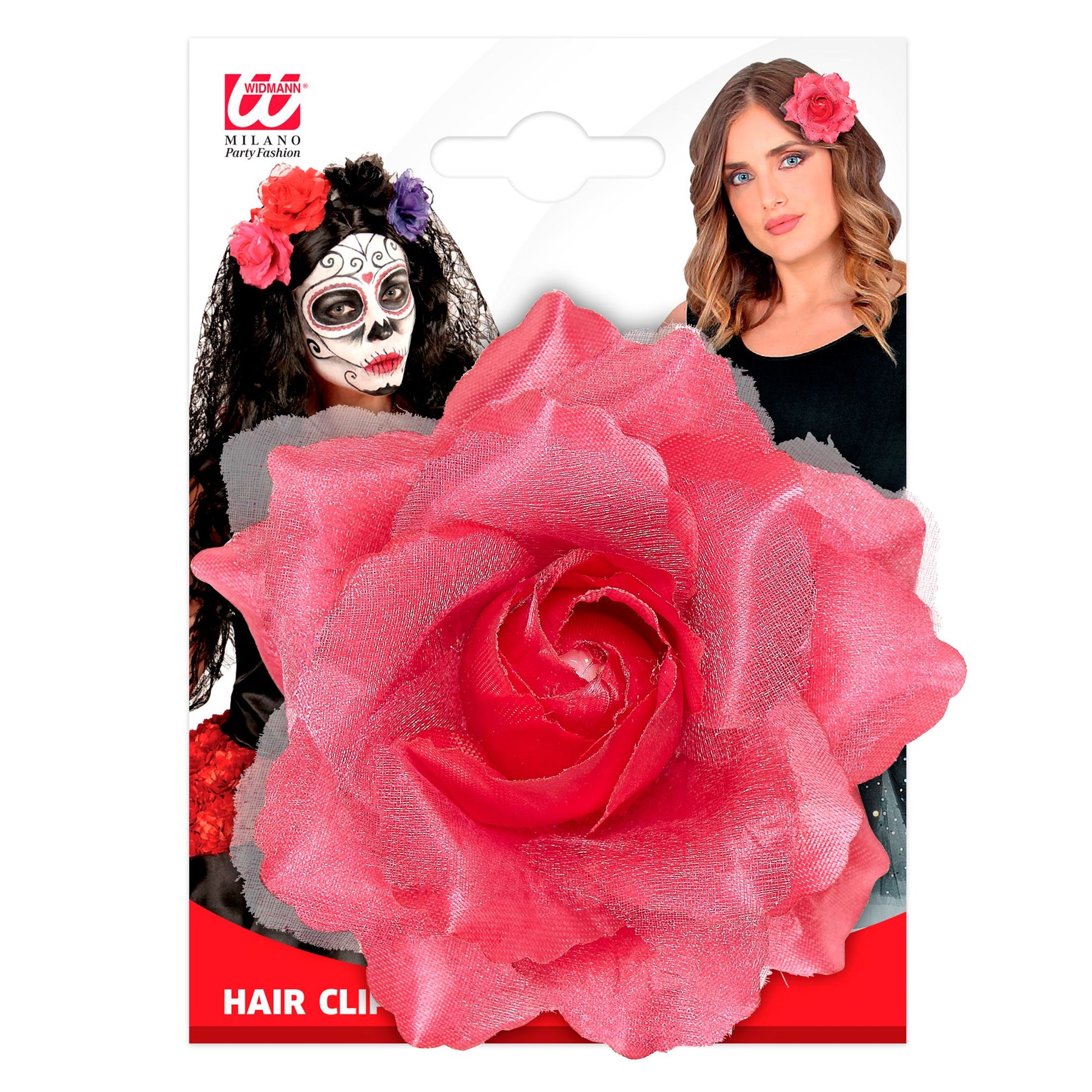 "HAARSPANGE MIT ROSA ROSE UND " – Detailansicht
