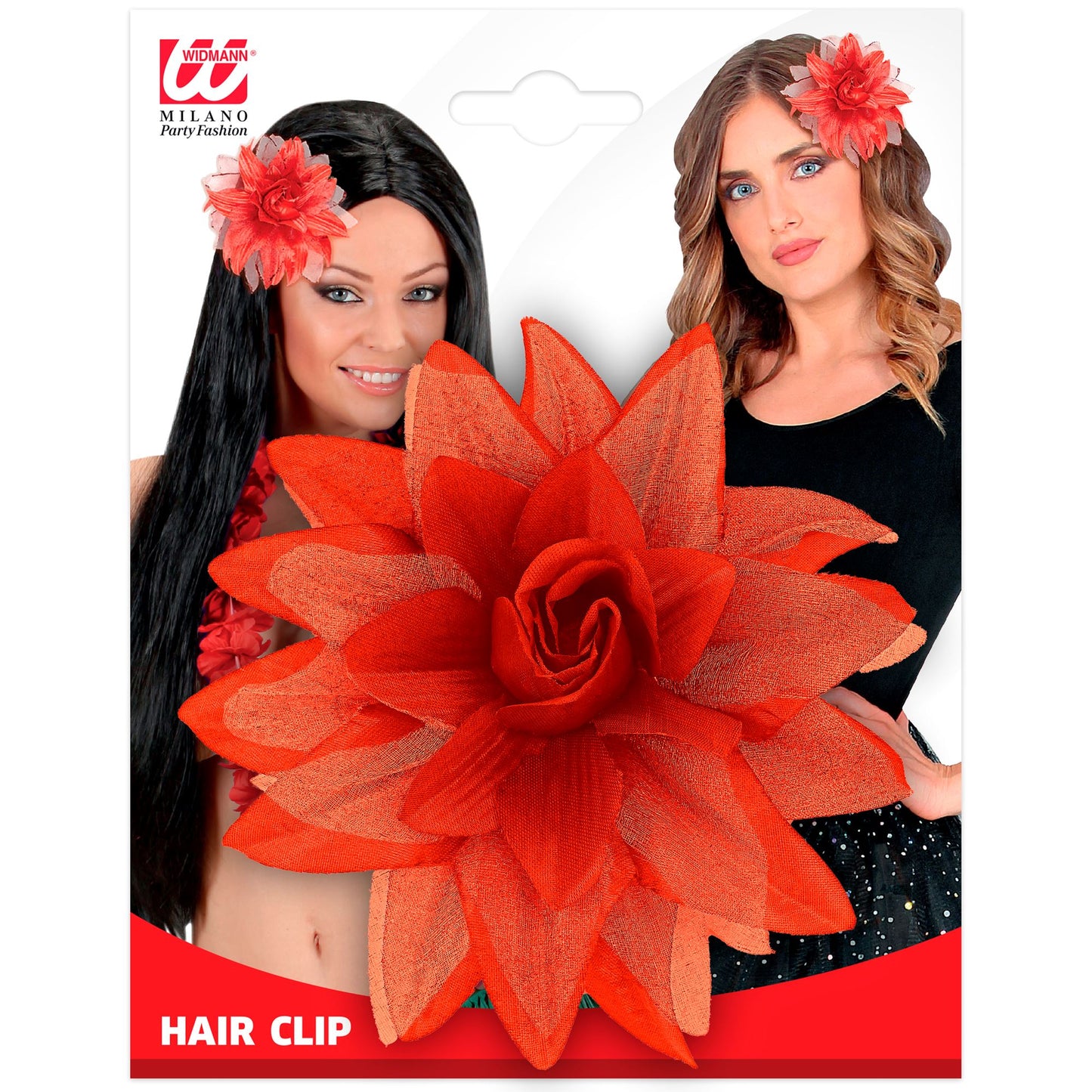 "HAARSPANGE MIT ROTER BLUME UND " – Detailansicht