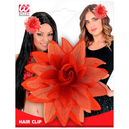 "HAARSPANGE MIT ROTER BLUME UND " – Detailansicht