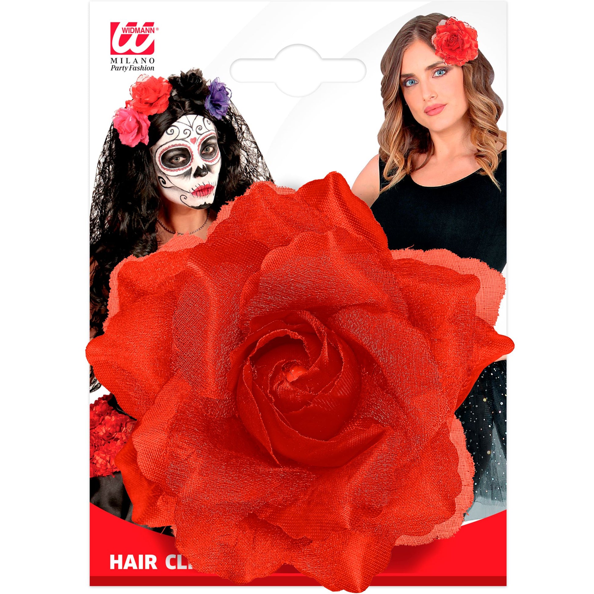 "HAARSPANGE MIT ROTER ROSE UND " – Detailansicht
