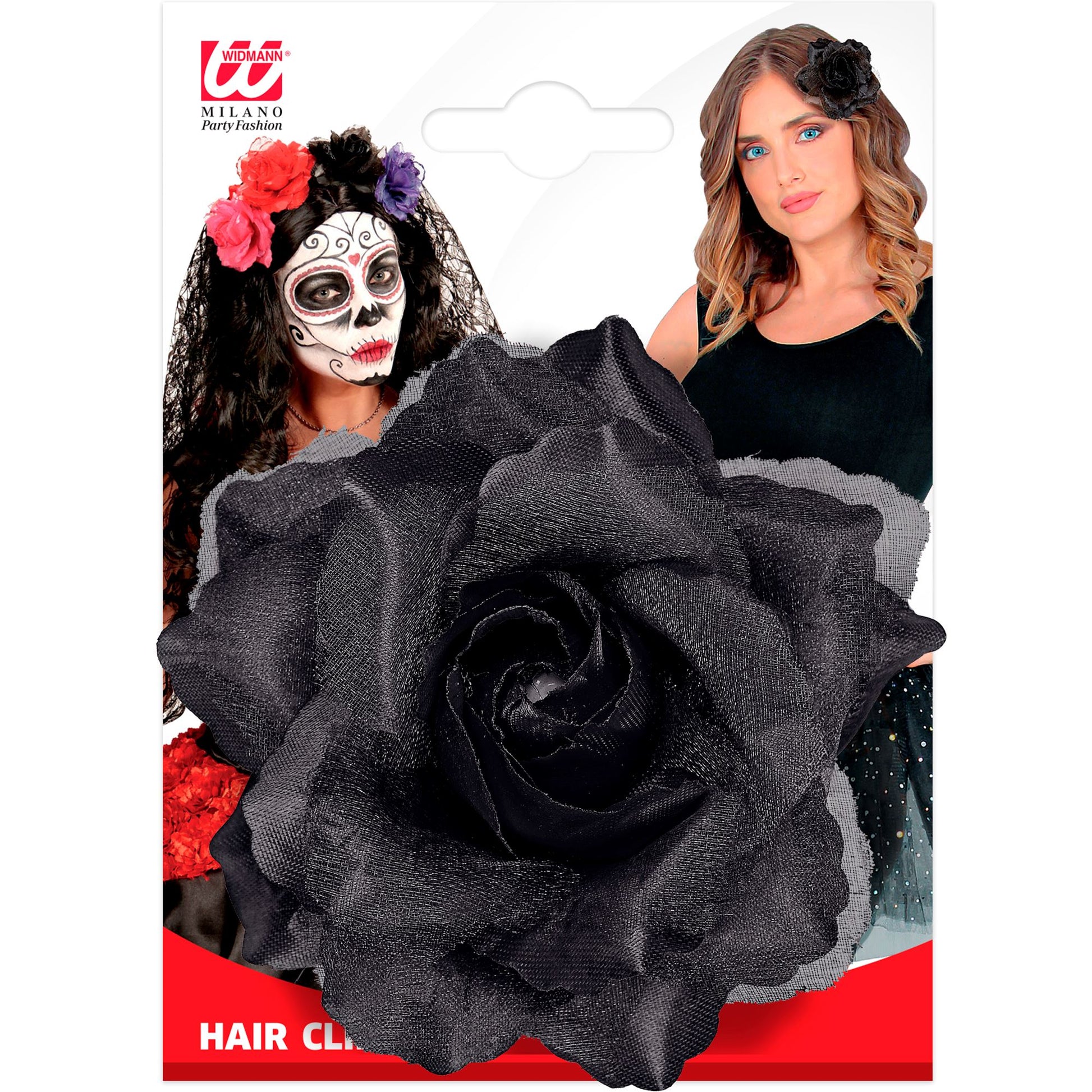 "HAARSPANGE MIT SCHWARZER ROSE UND " – Detailansicht