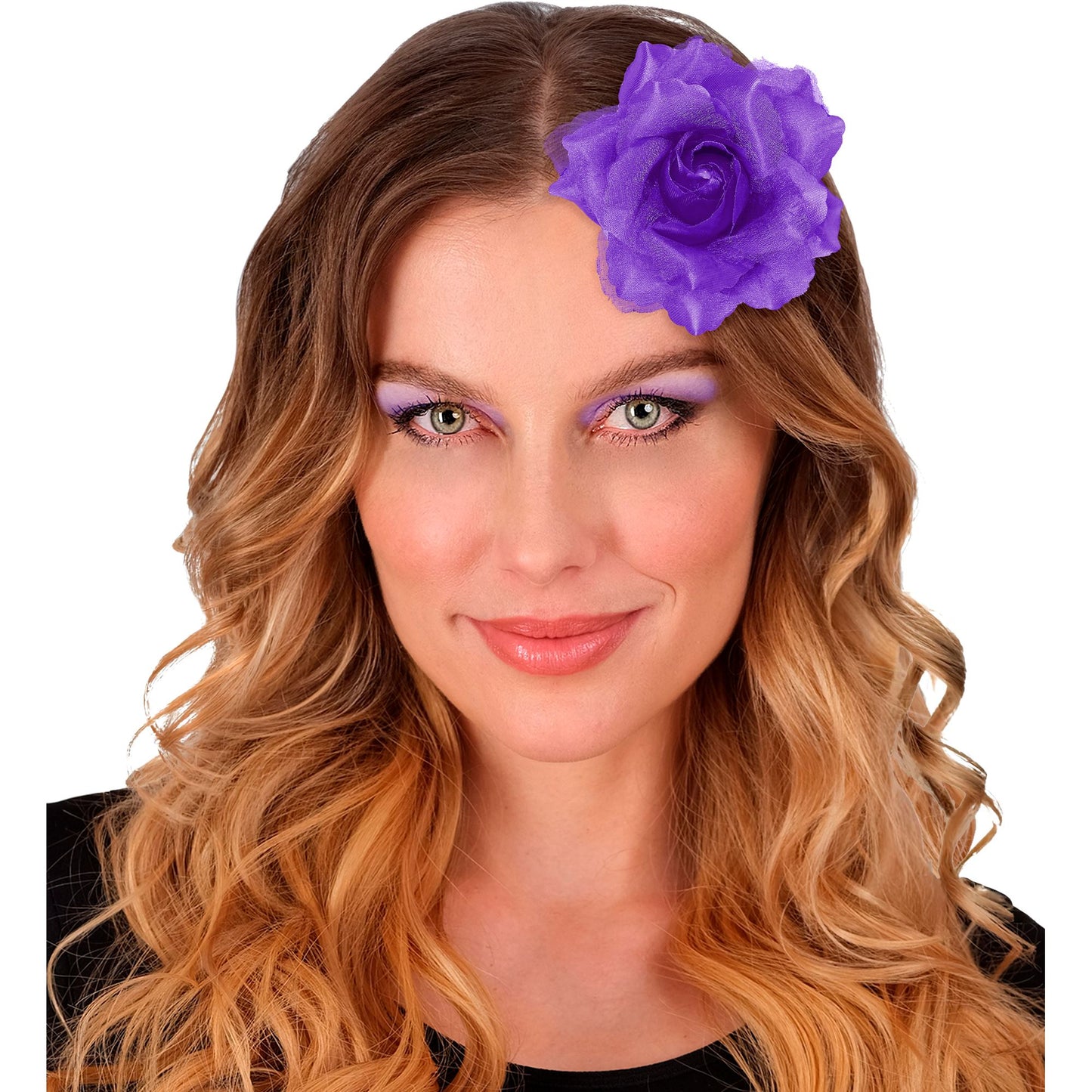 "HAARSPANGE MIT VIOLETTER ROSE UND " – Ansicht 3