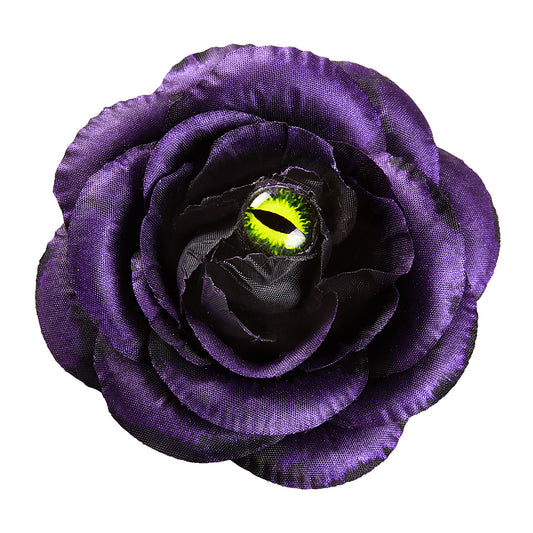 "HAARSPANGE VIOLETTE ROSE MIT KATZENAUGE" – Vorderansicht