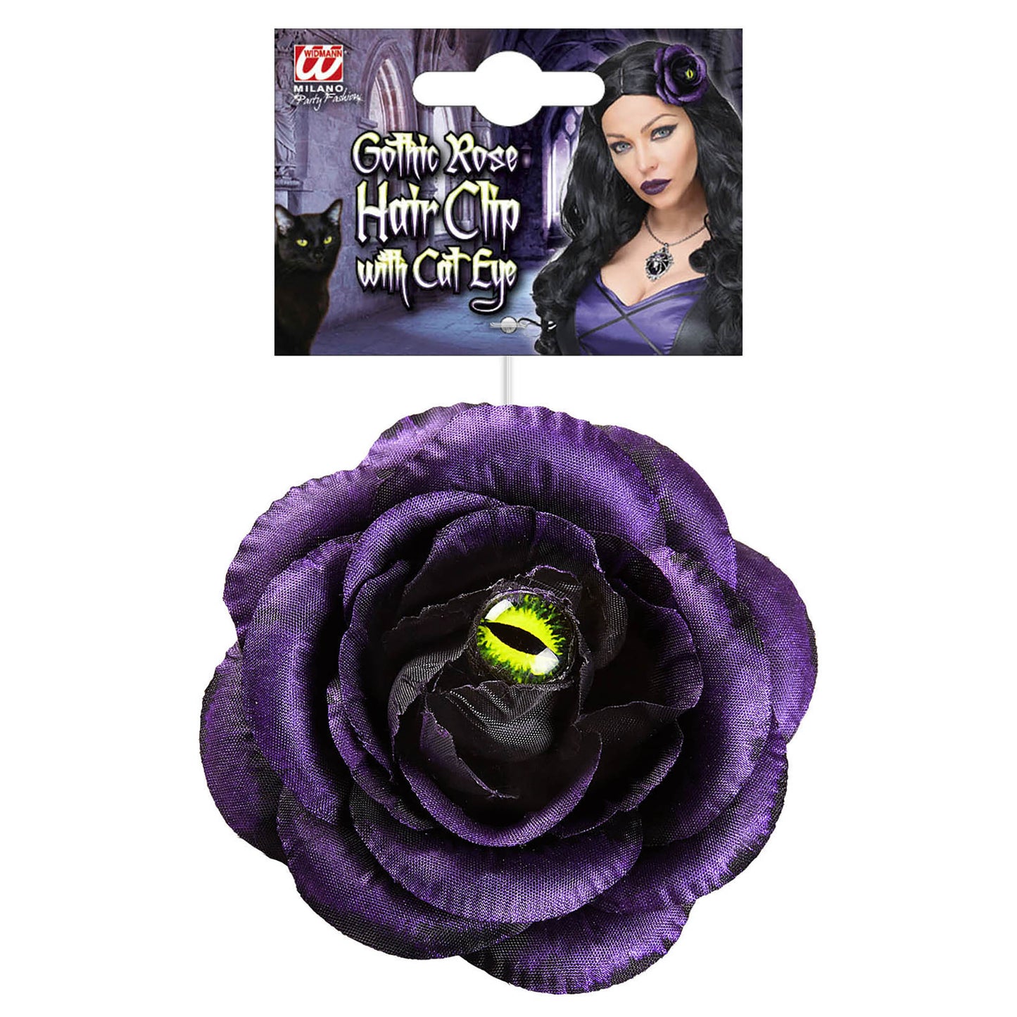"HAARSPANGE VIOLETTE ROSE MIT KATZENAUGE" – Detailansicht