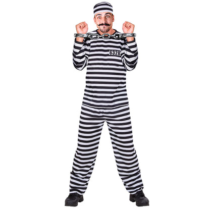 "HÄFTLING" weiß/schwarz (Oberteil,Hose, Mütze) – Vorderansicht