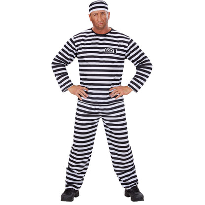 "HÄFTLING" weiß/schwarz (Oberteil,Hose, Mütze) – Detailansicht