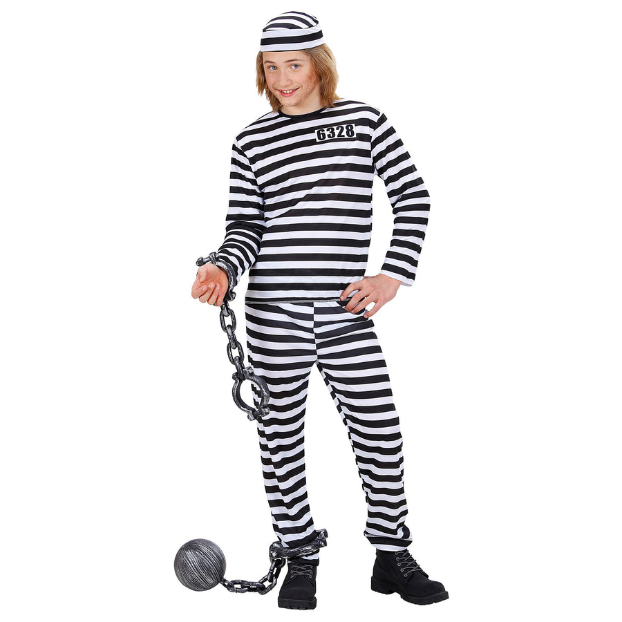 "HÄFTLING" weiß/schwarz (Oberteil,Hose, Mütze) – Detailansicht