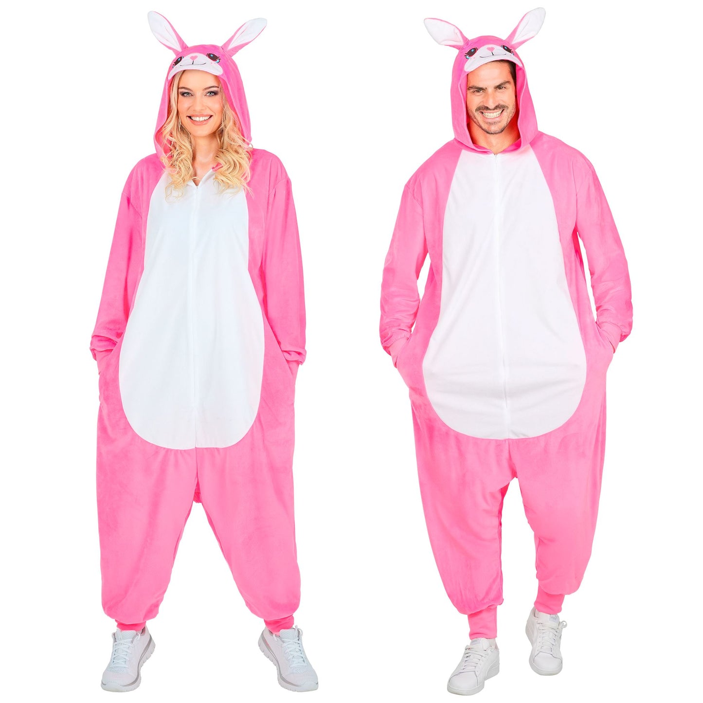 Widmann Plüsch Häschen Kostüm Overall Pink mit Kapuze – Produktansicht