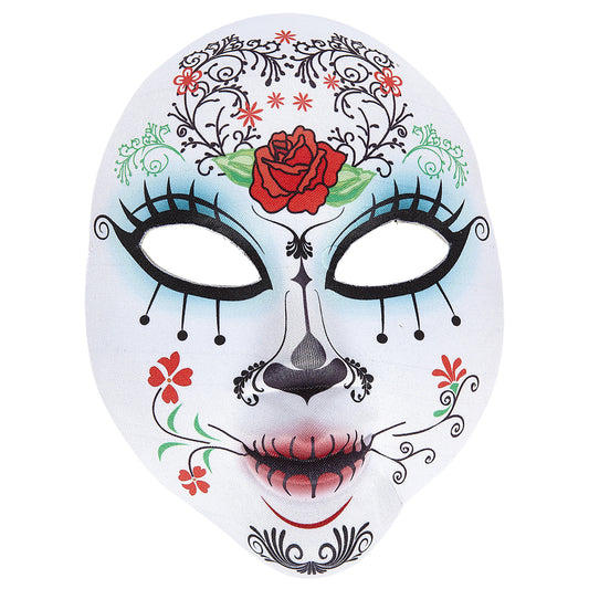 "HALBMASKE DIA DE LOS MUERTOS AUS STOFF" – Vorderansicht