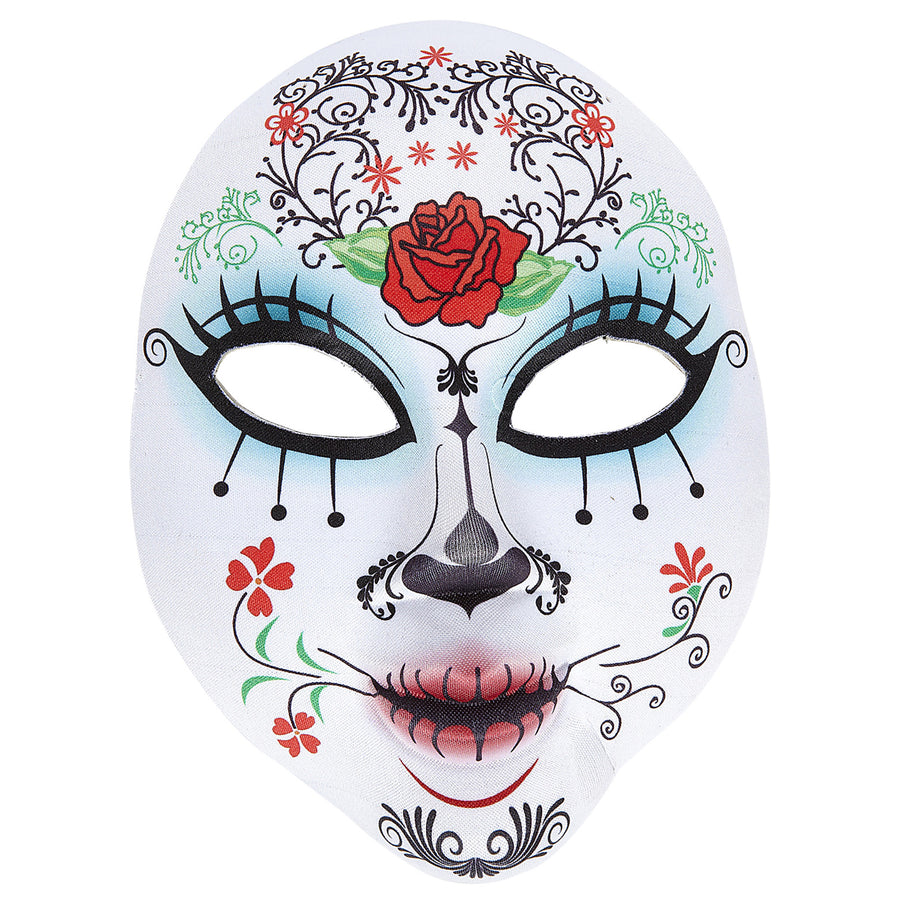 "HALBMASKE DIA DE LOS MUERTOS AUS STOFF" – Vorderansicht