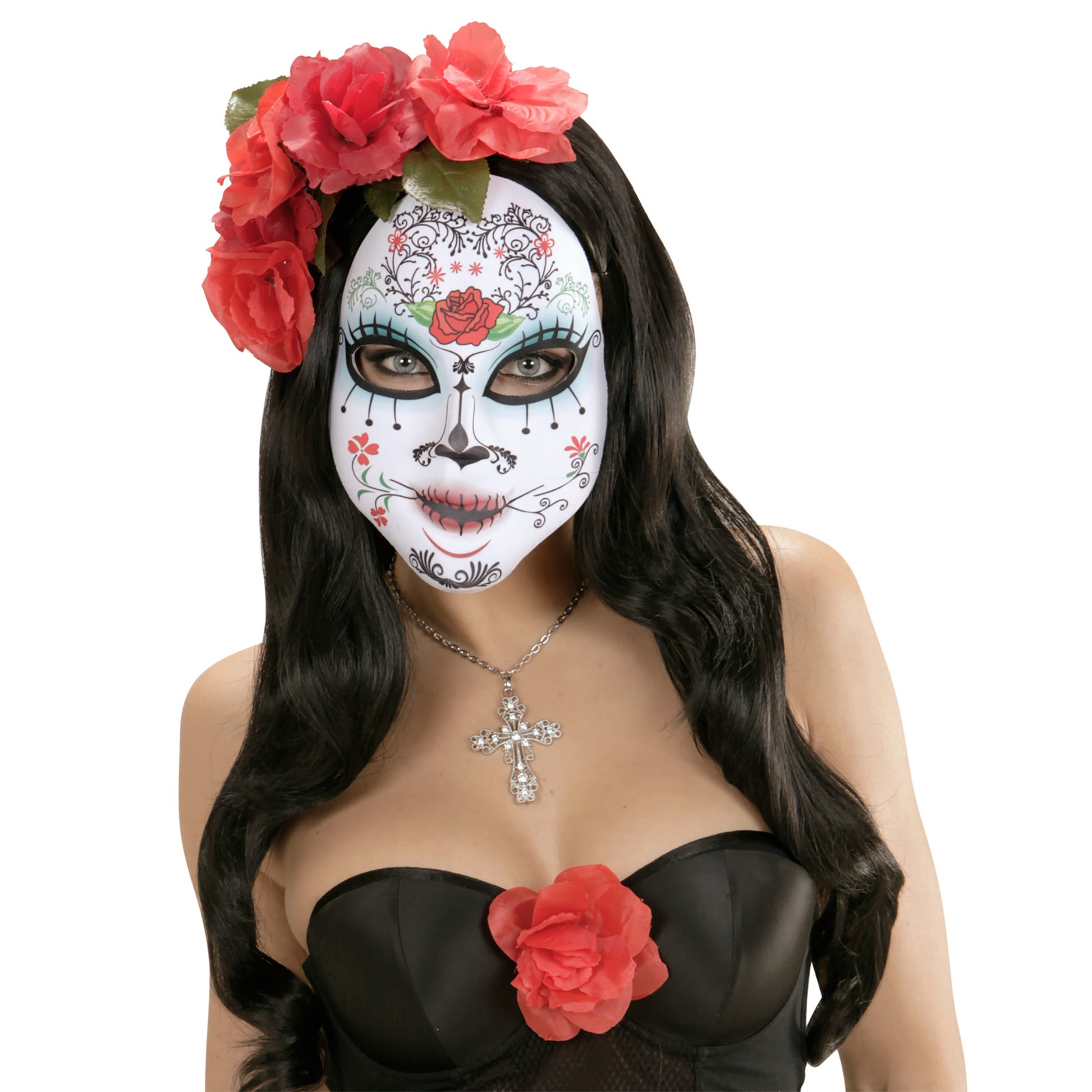 "HALBMASKE DIA DE LOS MUERTOS AUS STOFF" – Detailansicht