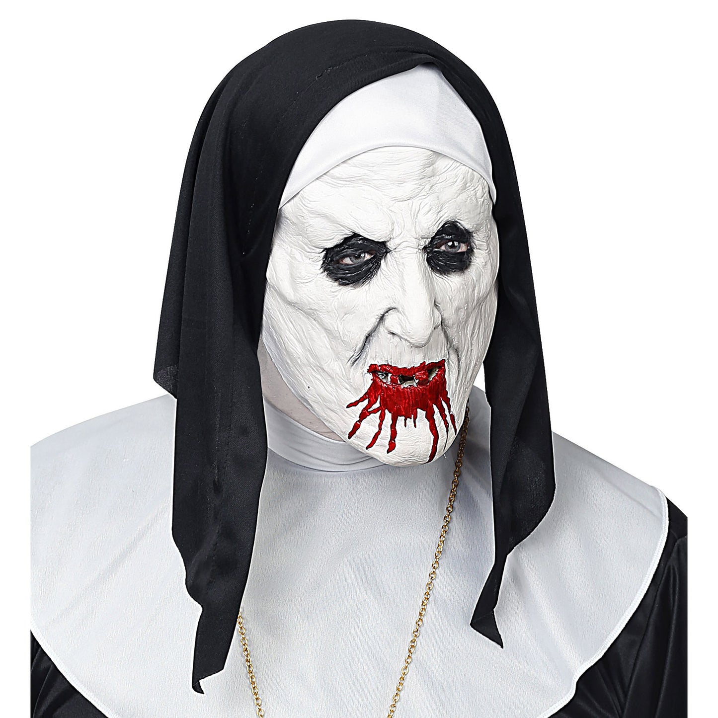 "HALBMASKE HORRORNONNE MIT KOPFBEDECKUNG" – Detailansicht