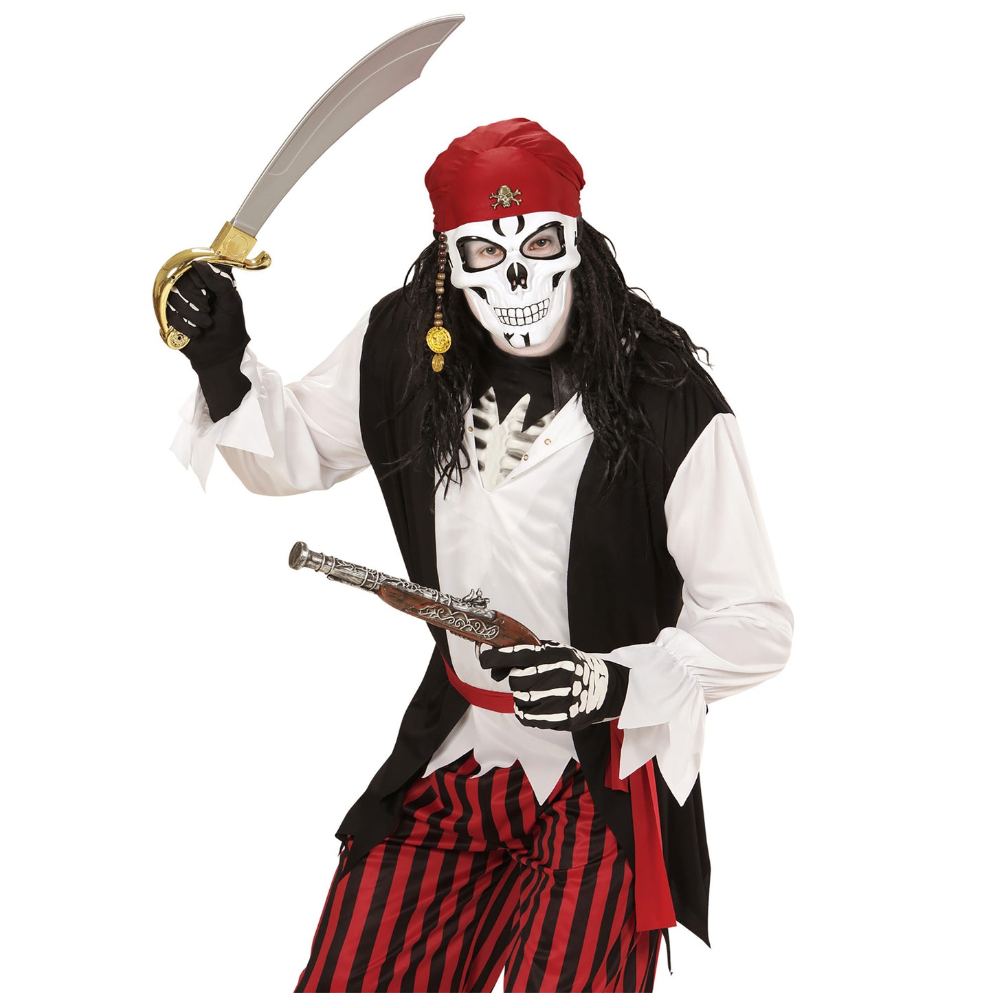 "HALBMASKE TOTENKOPF MIT BANDANA, BART & DUBLONEN" – Ansicht 3