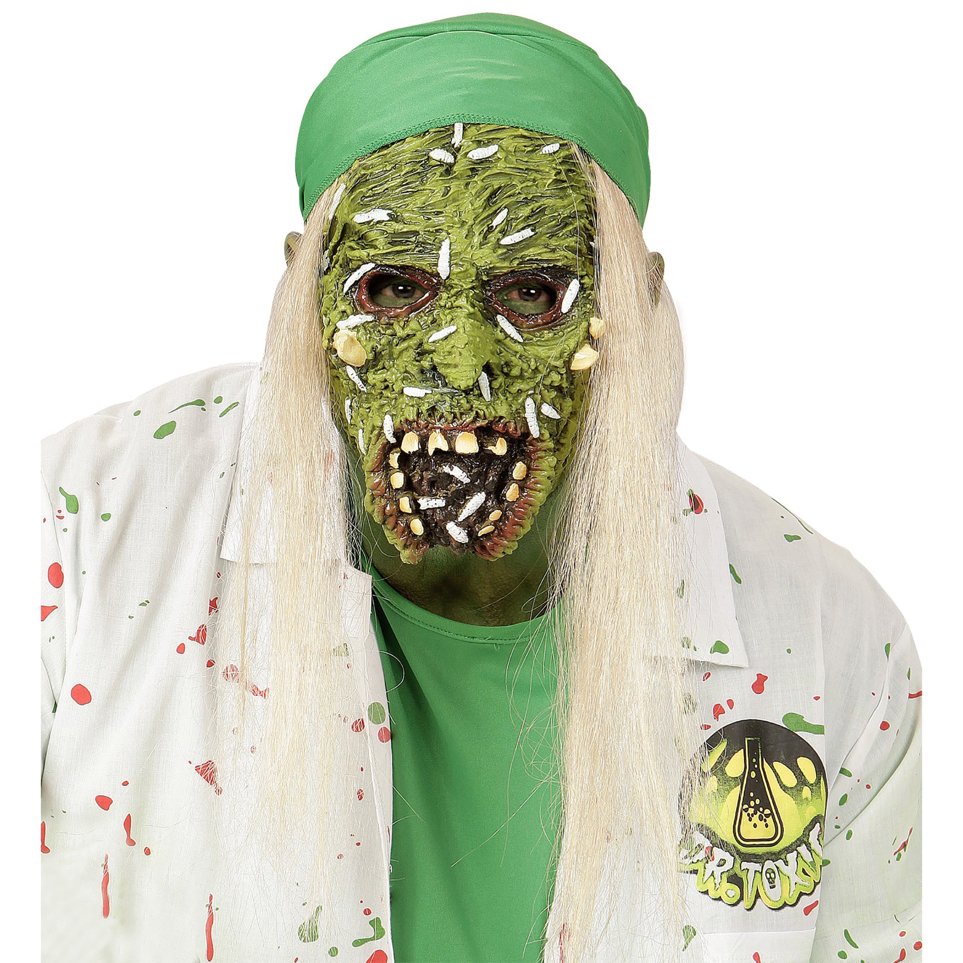 "HALBMASKE TOXIC ZOMBIE MIT HAAREN FÜR KINDER" – Vorderansicht