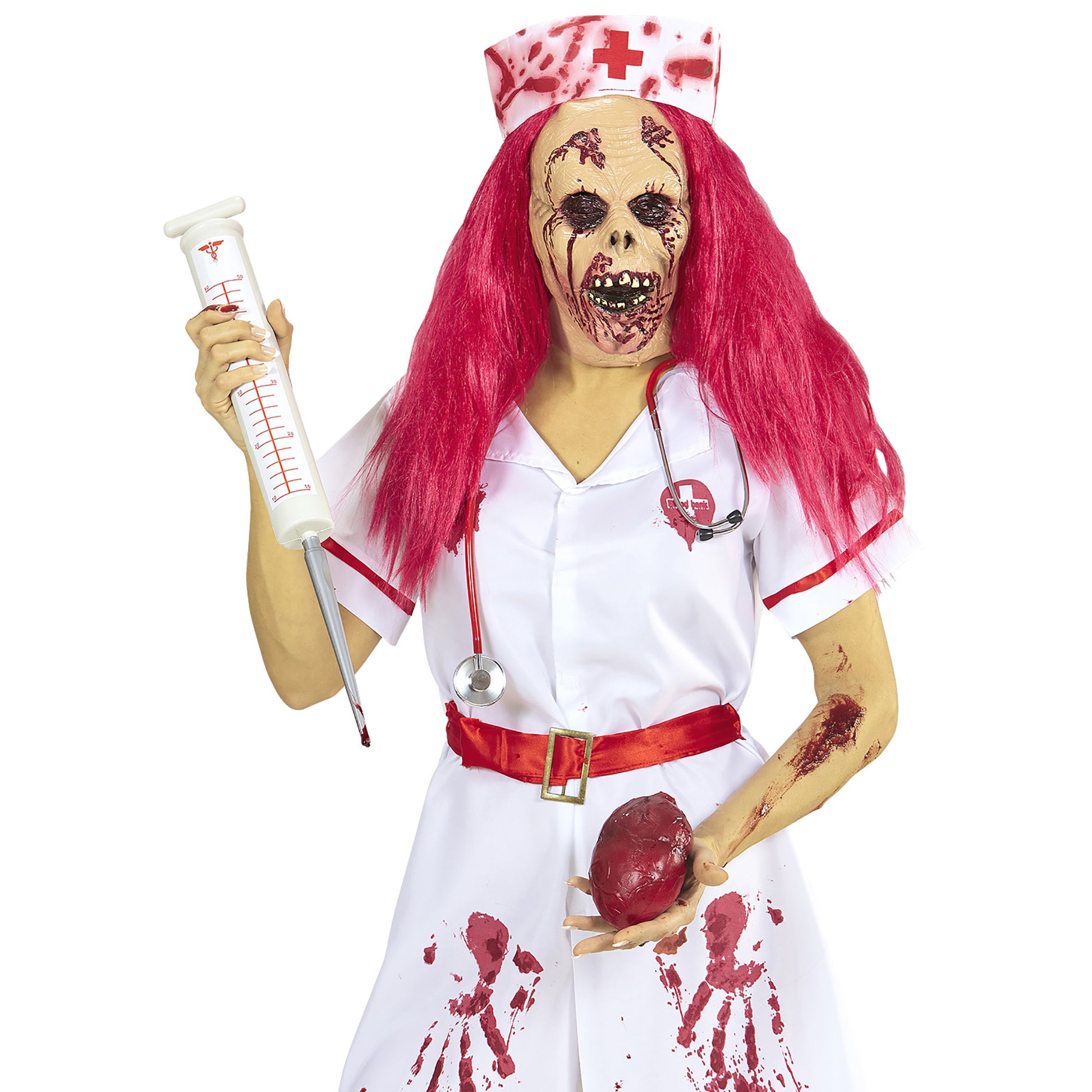 "HALBMASKE ZOMBIEKRANKENSCHWESTER MIT PERÜCKE UND HAUBE" – Ansicht 3