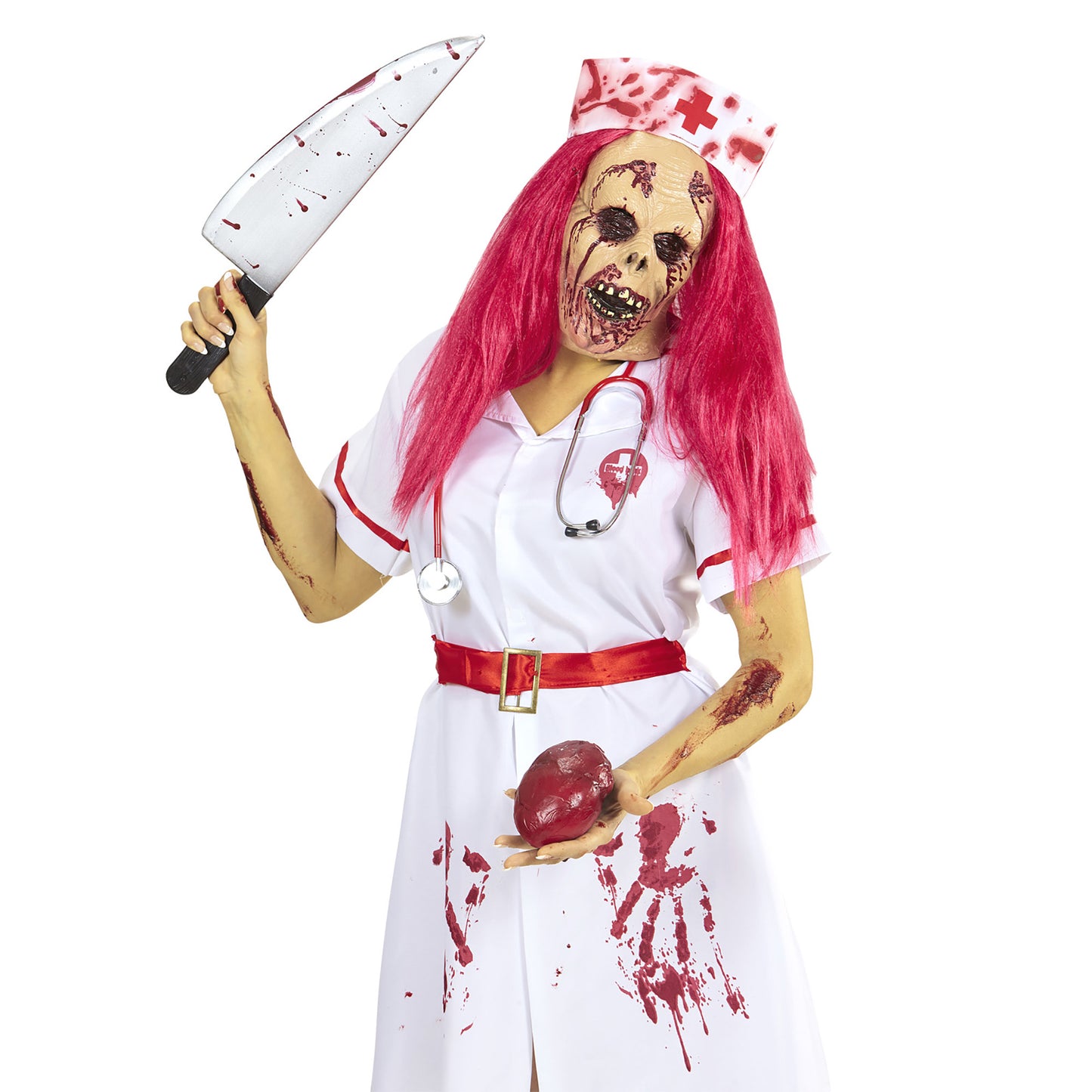"HALBMASKE ZOMBIEKRANKENSCHWESTER MIT PERÜCKE UND HAUBE" – Ansicht 4