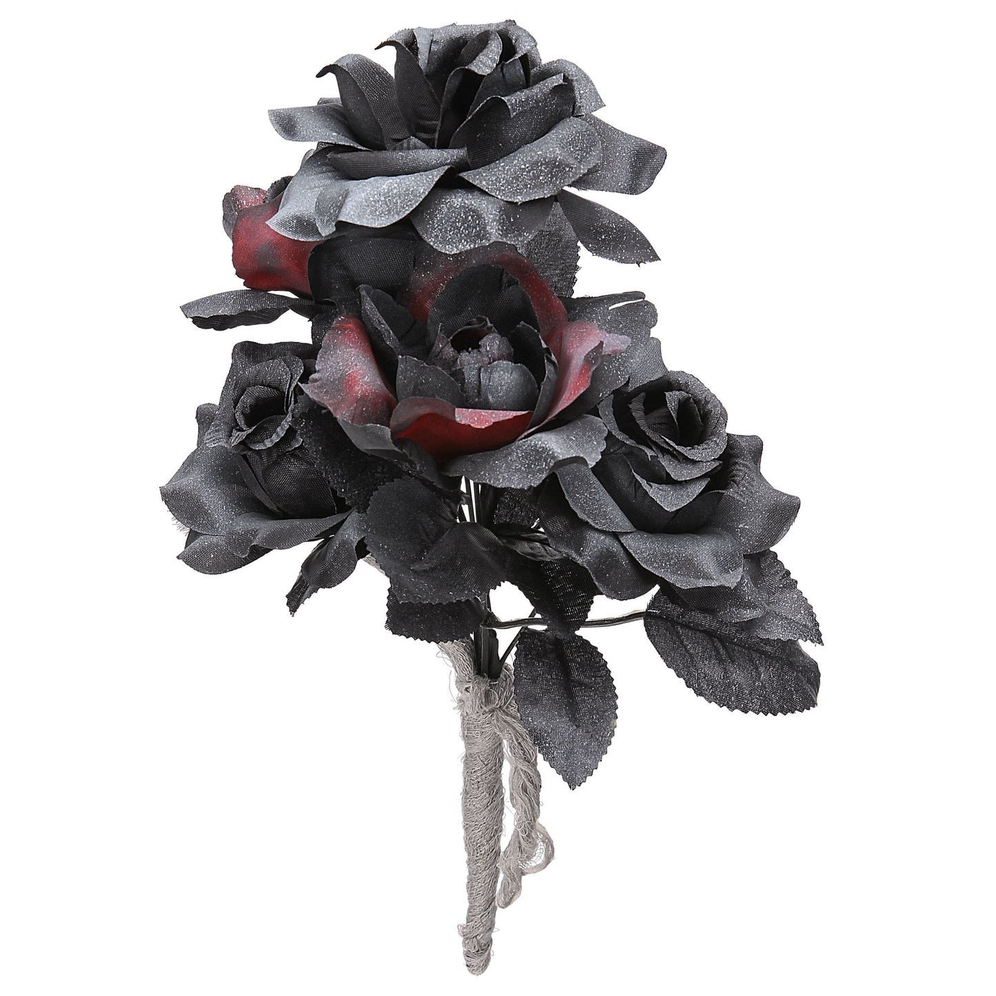 "HALLOWEEN BRAUTSTRAUß MIT SCHWARZEN UND ROTEN ROSEN" – Vorderansicht