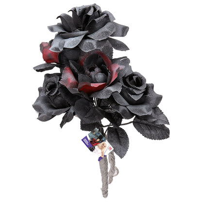 "HALLOWEEN BRAUTSTRAUß MIT SCHWARZEN UND ROTEN ROSEN" – Detailansicht