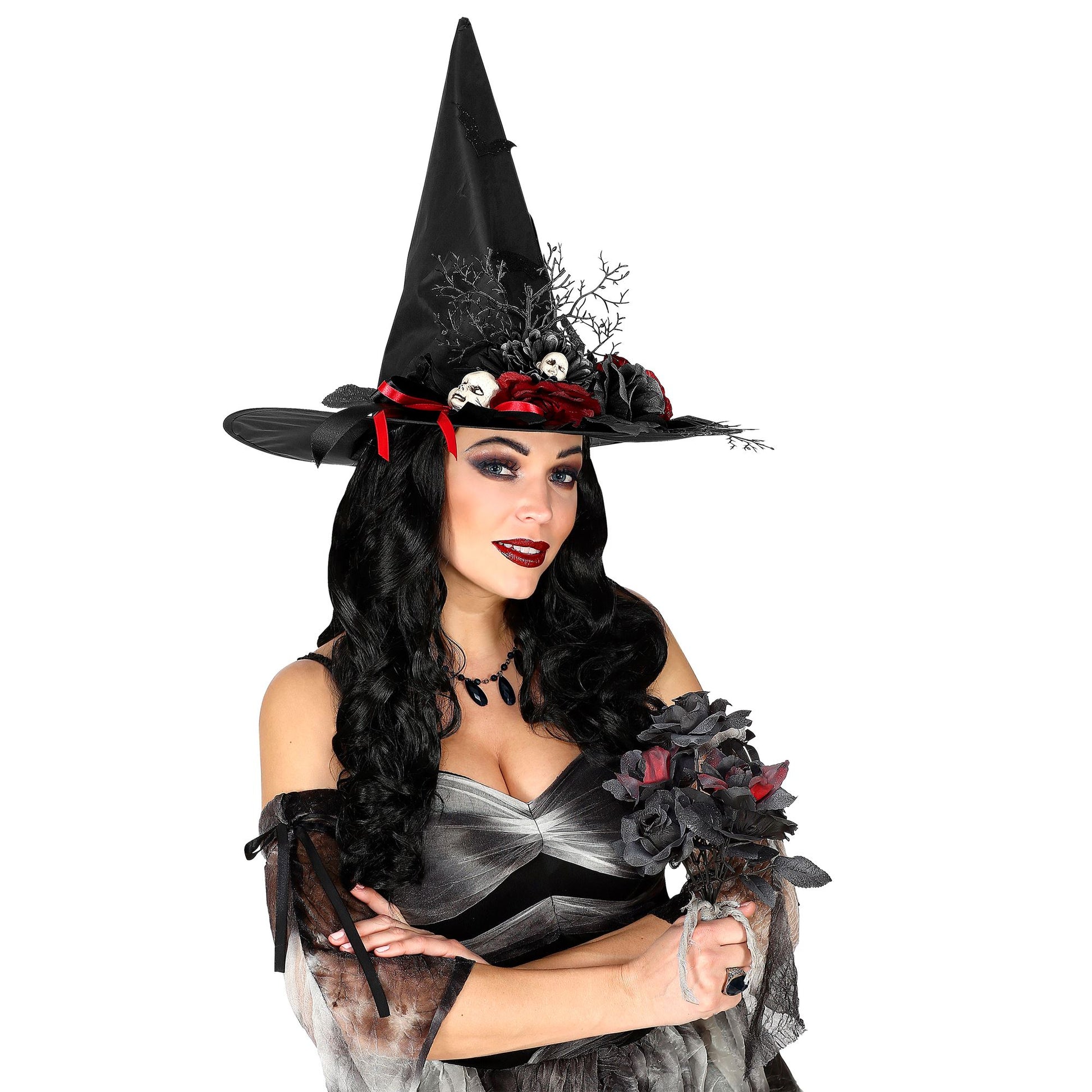 "HALLOWEEN BRAUTSTRAUß MIT SCHWARZEN UND ROTEN ROSEN" – Ansicht 3