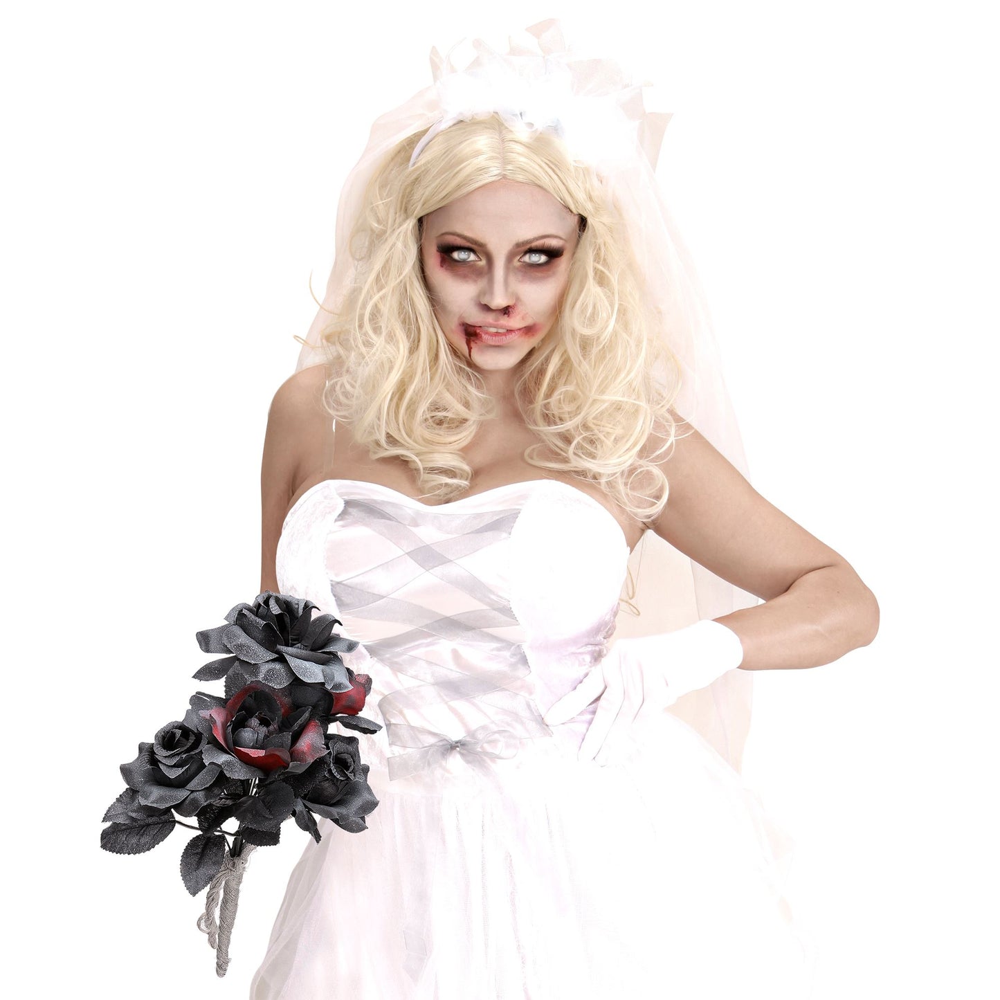 "HALLOWEEN BRAUTSTRAUß MIT SCHWARZEN UND ROTEN ROSEN" – Ansicht 5