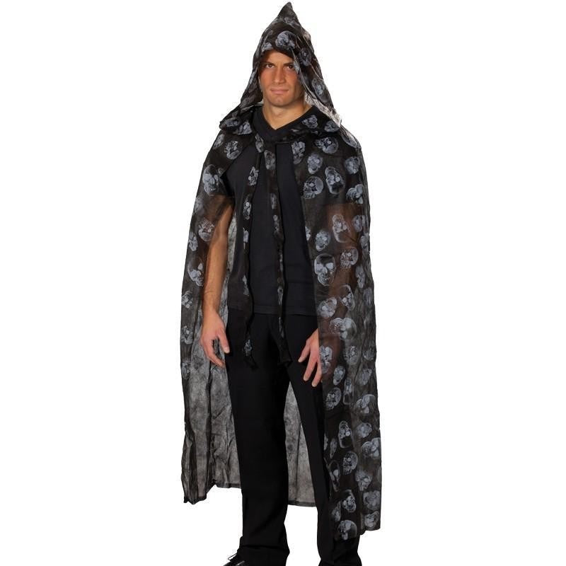 Rubies Vampir Hexer Gothic Halloween Umhang Schwarz Totenkopf 140 cm