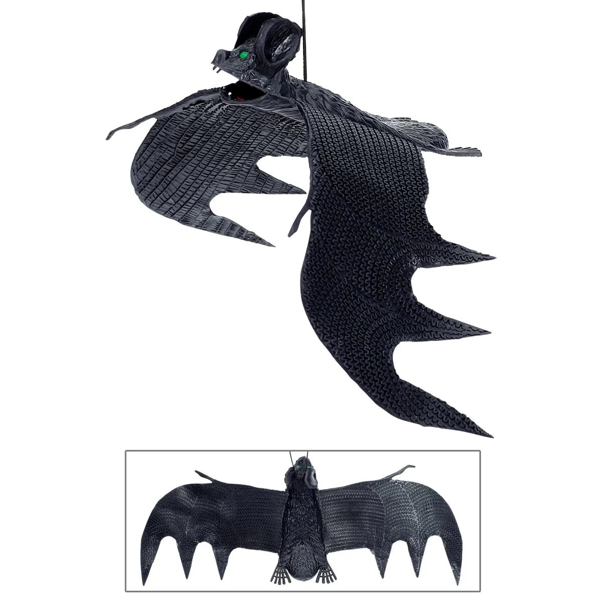 Schwarze Widmann Halloween-Fledermaus 29 cm als Hängedekoration – Detailansicht