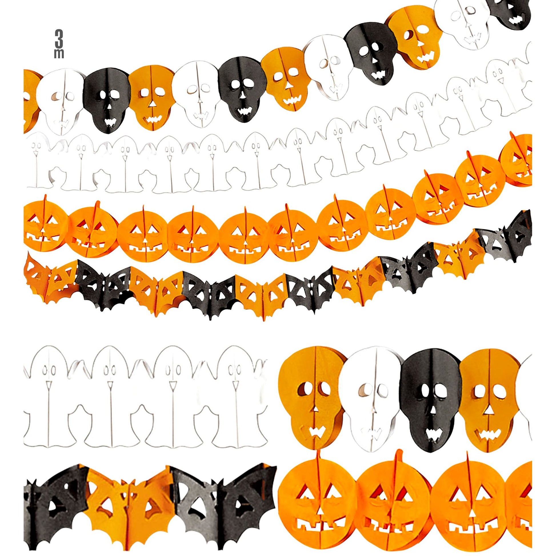 "HALLOWEENGIRLANDE" 3 m - sort. in 4 Modellen – Vorderansicht