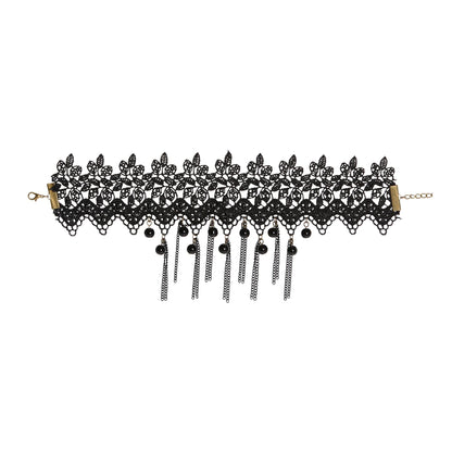 "HALSBAND MIT SCHWARZEN PERLEN & KETTEN" – Vorderansicht