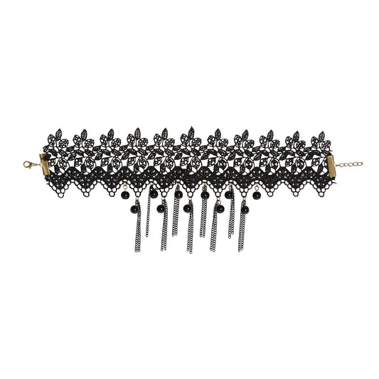 "HALSBAND MIT SCHWARZEN PERLEN & KETTEN" – Vorderansicht