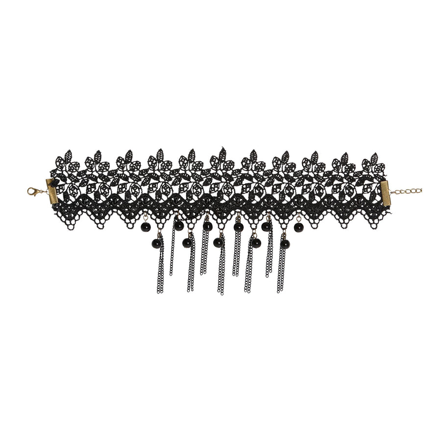"HALSBAND MIT SCHWARZEN PERLEN & KETTEN" – Vorderansicht