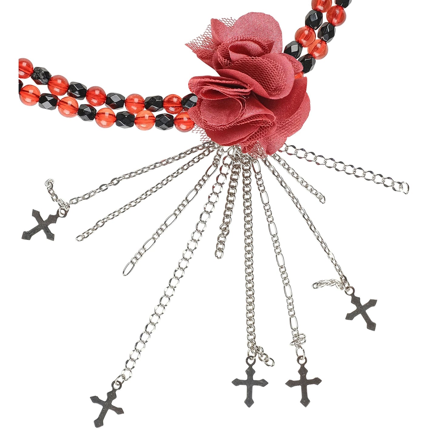 "HALSKETTE MIT ROTER GOTISCHER BLUME" – Vorderansicht
