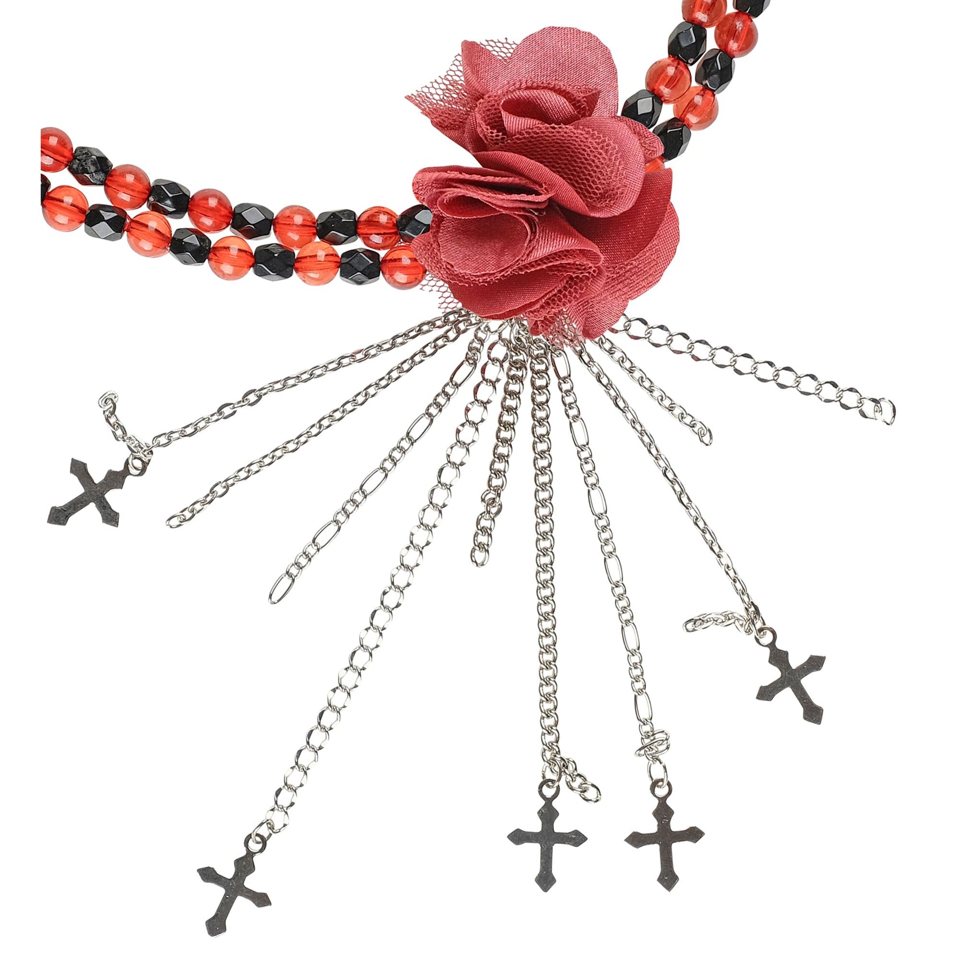 "HALSKETTE MIT ROTER GOTISCHER BLUME" – Vorderansicht