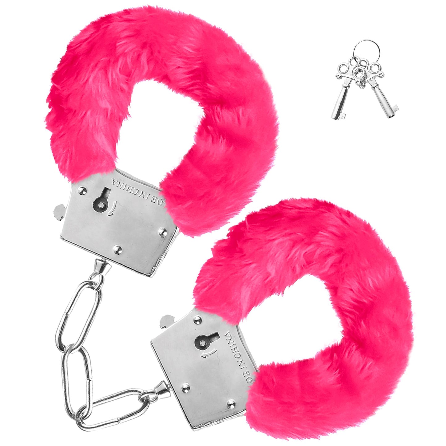 HANDSCHELLEN MIT ROSA FELL" – Vorderansicht