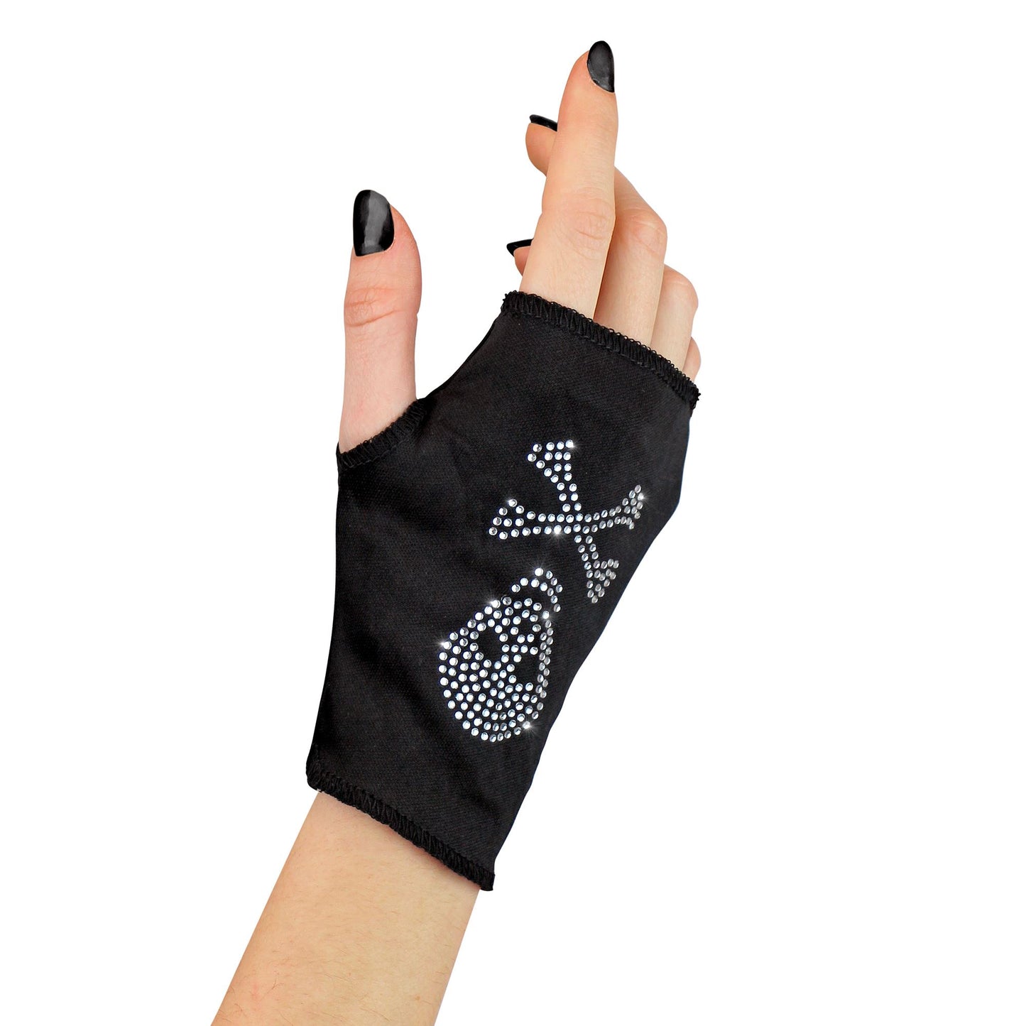 "HANDSCHUH OHNE FINGER MIT STRASSTOTENKOPF" – Vorderansicht