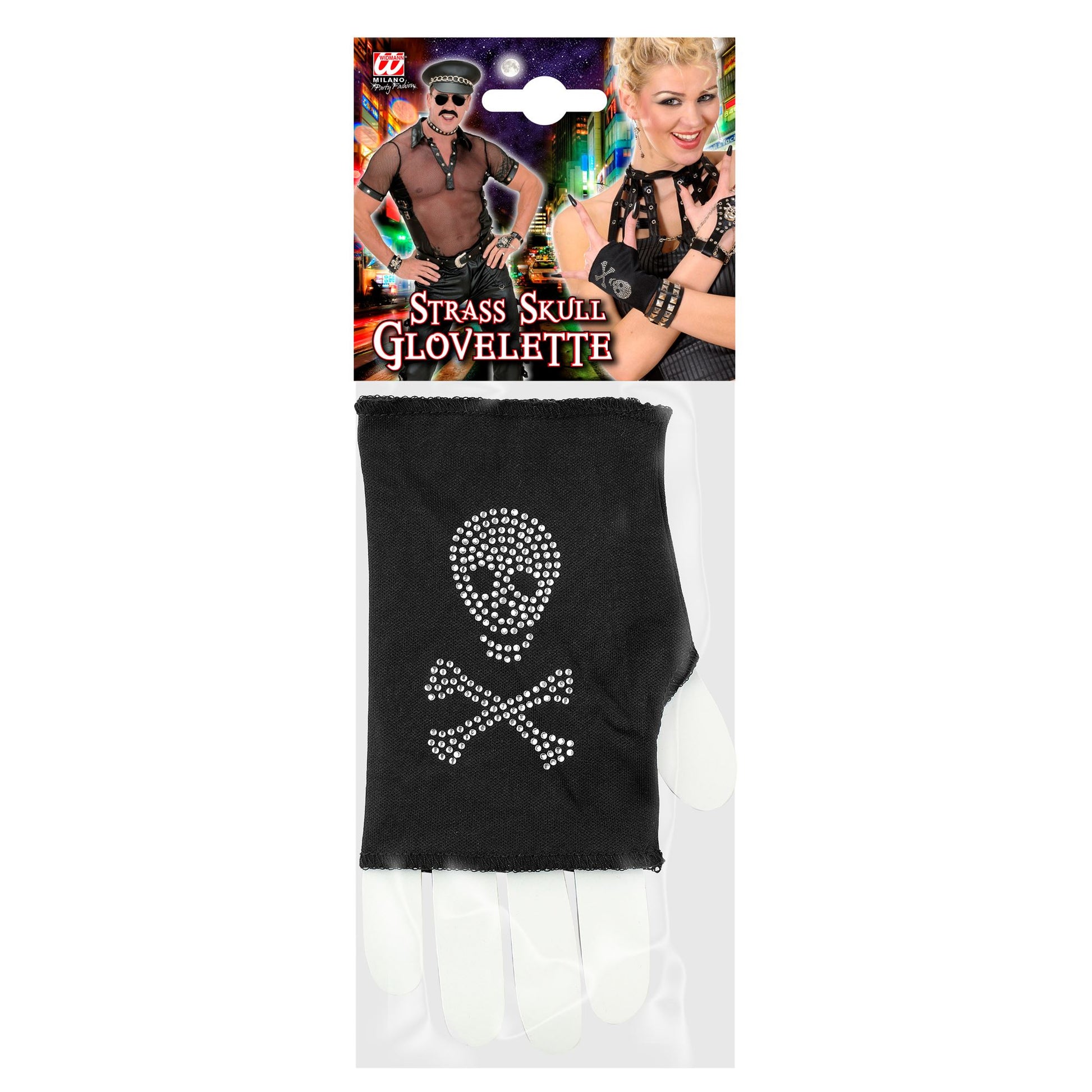 "HANDSCHUH OHNE FINGER MIT STRASSTOTENKOPF" – Detailansicht